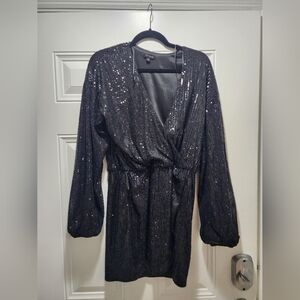 Miss avenue sparkling dress, color black, size large, long sleeve